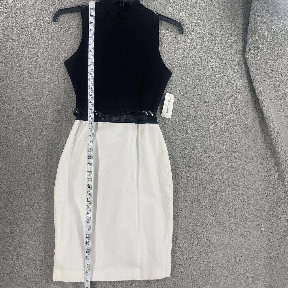 Calvin Klein Jacket Dress Set Womens 2 White Black Belted Sheath Blazer CS84016A - Picture 5 of 16